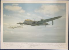 WWII Colour Print Grand Slam Guardian by Maurice Gardner Multi Signed by Harry Johnson, Bill Reid, A