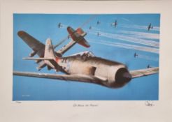 WW2 Colour Print Titled Cat Among The Pigeons by Ivan Berryman. Limited 43 of 250. Signed in Pen