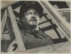 WW2. Flying Officer David Storrar Dumble Signed 8 x 6.5 inch Black and White Official British Glossy