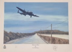 WW2 Colour Print Titled Home on Three by Lee Hellwing. Limited 12 of 250. Signed in Pencil by Lee