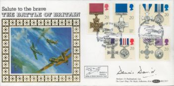WWII Grp Cpt Dennis David CBE, DFC and Bar, AFC signed Salute to the Brave The Battle of Britain