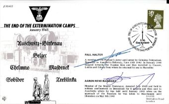 Paul Halter and Aaron Rene Raindorf Signed The End of the Extermination Camps FDC. British Stamp