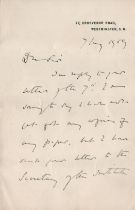 Historic John Chalmers 1909 handwritten letter. This popular and influential Scottish theologian was