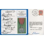Flt Lt R. J Russell AFC Signed The Award of the George Medal FDC. Jersey Stamp and Postmark. Good