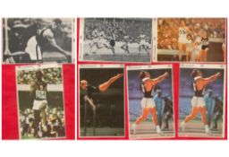 Collection of 7 ESSO Stickers of Famous Athletes with names including Vera Caslavska, Al Oerter, G