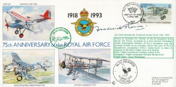 WW2 ACM Sir Frederick Rosier GCB DSO CBE Signed 75th Anniv of the Royal Air Force Flown FDC. Flown