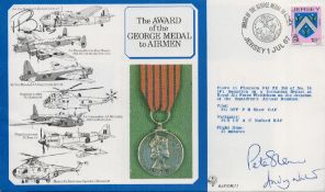 Flt Lt Pete Shaw and Flt Lt Andy Nailard Signed The Award of the George Medal FDC. Jersey Stamp
