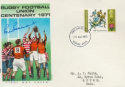 Rugby. Bill Beaumont Signed Rugby Football Union Centenary 1971 FDC. British Stamp with 25 Aug