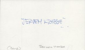 Jeroen Krabbe signed 5x3 white card. Good condition. All autographs come with a Certificate of