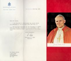 John Paul II Printed Signature on 6x4 inch Colour Photo. Also Included is Correspondence From the