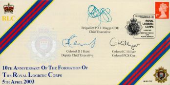 Brigadier P J T Maggs C. B. E. Colonel D J Kent and Colonel C Hillyer Multi-Signed FDC 10th