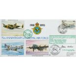 Air Marshal Sir John Willis Signed 75th Anniversary of the RAF First Day Cover. Belize Stamp and 1st