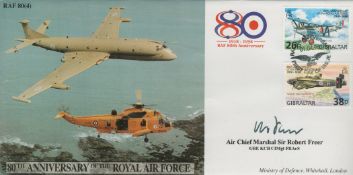 Sir Robert Freer signed 80th anniv of the RAF cover. 2 stamps and 1 postmark. Good condition. All