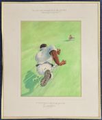 Cricket Robin Smith signed limited edition colour print signed by the artist Paul Hampsell drawn for