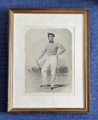 Cricket. Black and White Vintage Reproduction Print Showing Nicholas Felix. Housed in a Frame