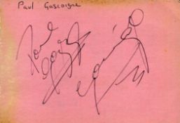 Paul Gascoigne and Ruud Gullit signed autograph page. Signed back-to-back. Good condition. All