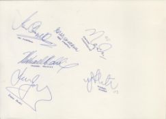 Cricket legends multi signed 12x8 inch white card includes 6, legends of the game such as Ian