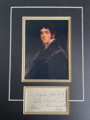 2nd Viscount Melbourne Former Whig Prime Minister Signed Display. Good condition. All autographs