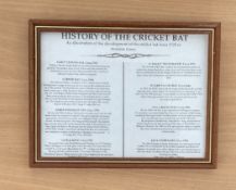 Cricket. History of the Cricket Bat Informative Small Print. Housed in a Presentation Frame
