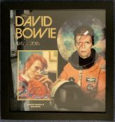 David Bowie 24x22 overall mounted and framed signature display includes fantastic, signed colour