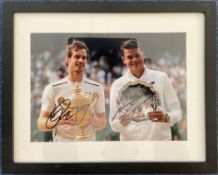 Tennis. Andy Murray and Milos Raonic Signed Colour Photo, Mounted then Framed to an overall size