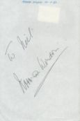 Norman Wisdom large signature on A4 page. Dedicated. Good condition. All autographs come with a