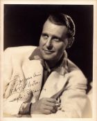 Ralph Bellamy signed 10x8inch sepia photo. Dedicated. Good condition. All autographs come with a