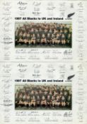 Multi-Signed Team Sheets (Printed Signatures) 1997 All Blacks to UK and Ireland (47 Signatures),