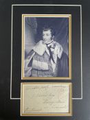 5th Duke of Richmond MP, Peer and Veteran of the Battle of Waterloo Signed Display. Good