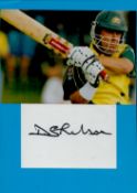 Darren Lehmann Signature include Signed white card an Australian Cricket Coach colour photo on