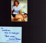 James Bond. Mollie Peters Signed Signature Card. Dedicated. Image of Peters During James Bond