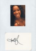 Music. Kelly Rowland (Destiny's Child) signed 6 x 4 inch white autograph card. Signed in black
