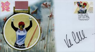 Victoria Pendleton signed London 2012 gold collection FDC. Good condition. All autographs are
