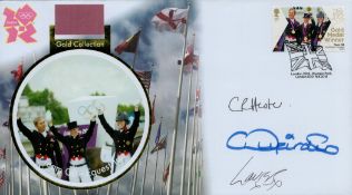 Bechtolsheimer, Dujardin and Hester - Equestrian Dressage signed London 2012 gold collection FDC.