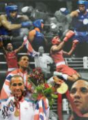 Boxing James DeGale signed 16x12 inch colour montage photo pictured on route to winning his