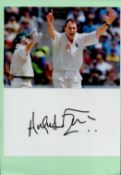 Angus Fraser Signature include Signed white card an English Cricket Administrator colour photo on