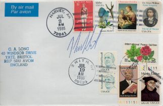 Harvey Smith signed USA cover. Mailed and franked in Harvey and Smith in the USA. Good condition.