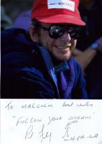 Pat Falvey signed 9x7 inch photo attached to A4 sheet inscribed Follow your Dreams on top of the