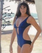 007 Bond actress Caroline Munro signed The Spy Who Loved Me as Naomi 8x10 sexy swimsuit photo.