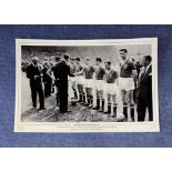 Bill Foulkes, Ronnie Cope and Alex Dawson signed Manchester United 1958 FA Cup 16x12 black and white