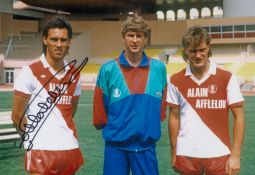 Mark Hateley signed 12x8 colour photo pictured with Arsene Wenger and Glen Hoddle during their