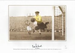 Football, Bert Williams signed 16x12 colourised photograph pictured as he makes a flying save