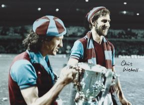 Football Chris Nicholl signed 16x12 Aston Villa colourised photo. Good condition. All autographs