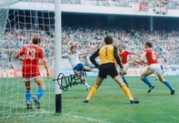 Trevor Francis signed 12x8 colour photo pictured in action for England. Good condition. All