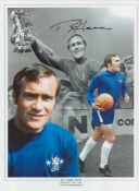 Football Ron Chopper Harris signed 16x12 Chelsea colourised montage print. Good condition. All