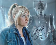Doctor Who and the Cybermen 8x10 photo signed by actress Camille Coduri as Jackie Tyler. Good