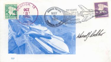 Space. NASA Astronaut Karol Joseph Bo Bobko Signed First Day Cover. Houston 1985 Postmark.. Good