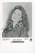 Amy Grant signed 8x5 black and white promo photo. Grant is an American singer, songwriter, and