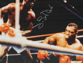 Boxing James Buster Douglas signed 16x12 colour photo pictured during his shock victory over Mike