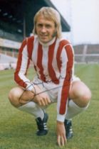 Jimmy Greenhoff signed 12x8 colour photo pictured during his playing days with Stoke City. Good